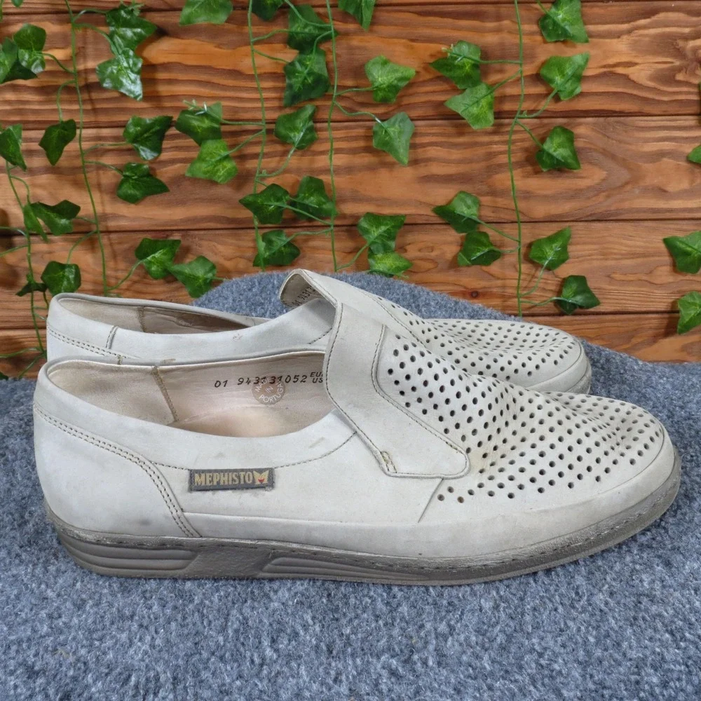 Mephisto Tiago Air Jet Mens 9 Alabaster Leather‎ Perforated Loafers Comfort